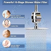 Vista 3 de HarJue - Cabezal de ducha con filtro, alta presión de 8 pulgadas con filtro combinado para agua dura, elimina el cloro, el flúor y las sustancias