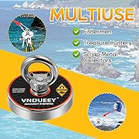 Vista 5 de Imán de neodimio de tierras raras con fuerza de tracción de 700 libras y cáncamo, diámetro de 2.95 pulgadas, magnetismo superior para rescate