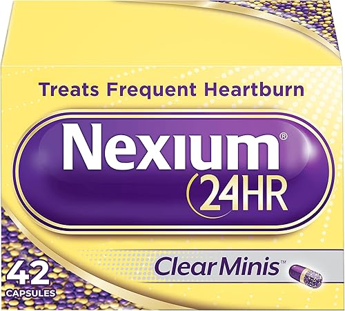Nexium 24HR ClearMinis Reductor de ácido, alivio de la acidez estomacal, cápsulas de liberación retardada para protección durante todo el día y toda