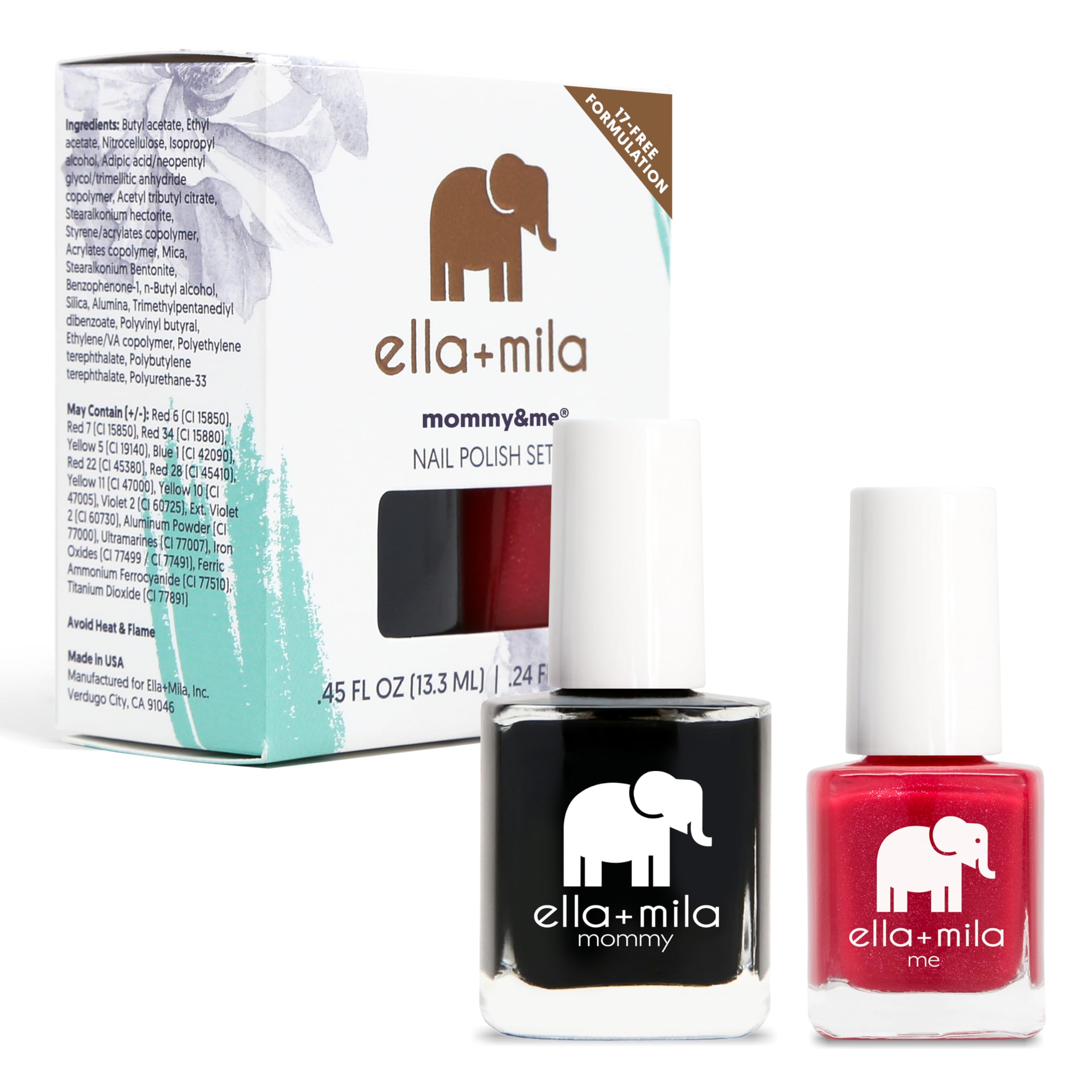 ella+milaMommy & Me Set - Fast Drying Nail Polish - Quick Dry, Chip Resistant, Long Lasting - Lights Out & No Place Like Home Polishes