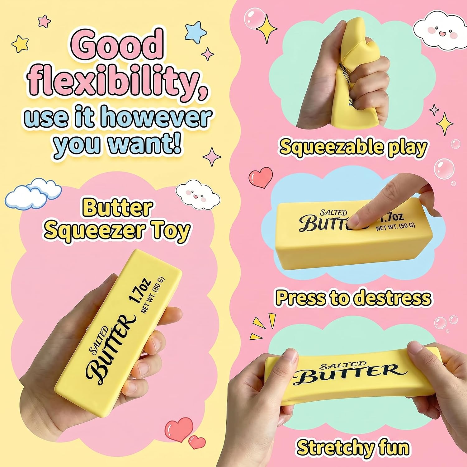 2-Pack Butter-Themed Toys, Slow-Rebound Toys