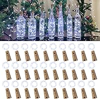 Vista 1 de Luces de botella de vino con corcho, 20 LEDs, 2 metros de luces de corcho de alambre plateado, luces de hadas mini en cadena, para bricolaje