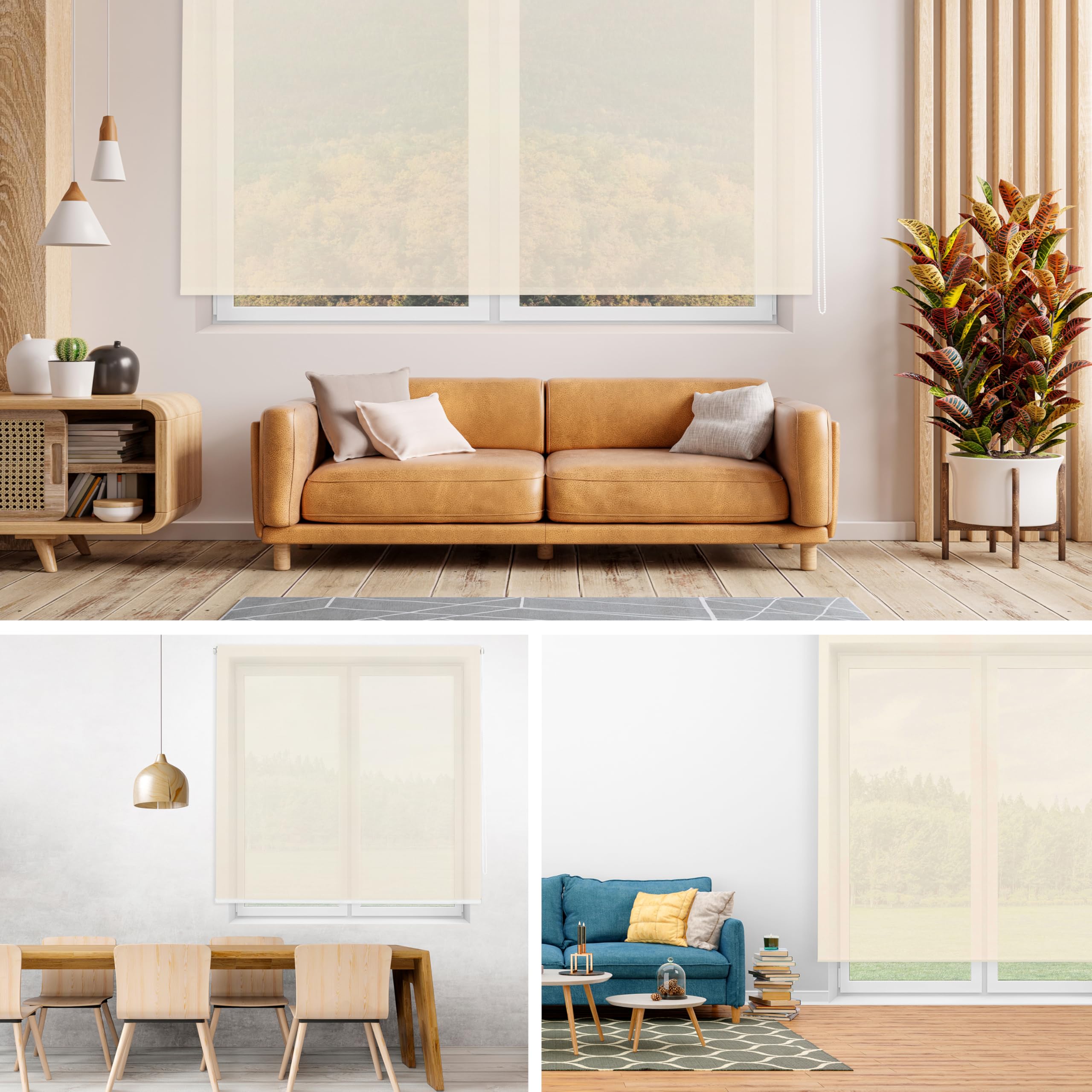 Blindecor Store Enrouleur Screen 5% 401 Beige - 80 x 180 cm - Dimensions Tissu 76 x 175 cm