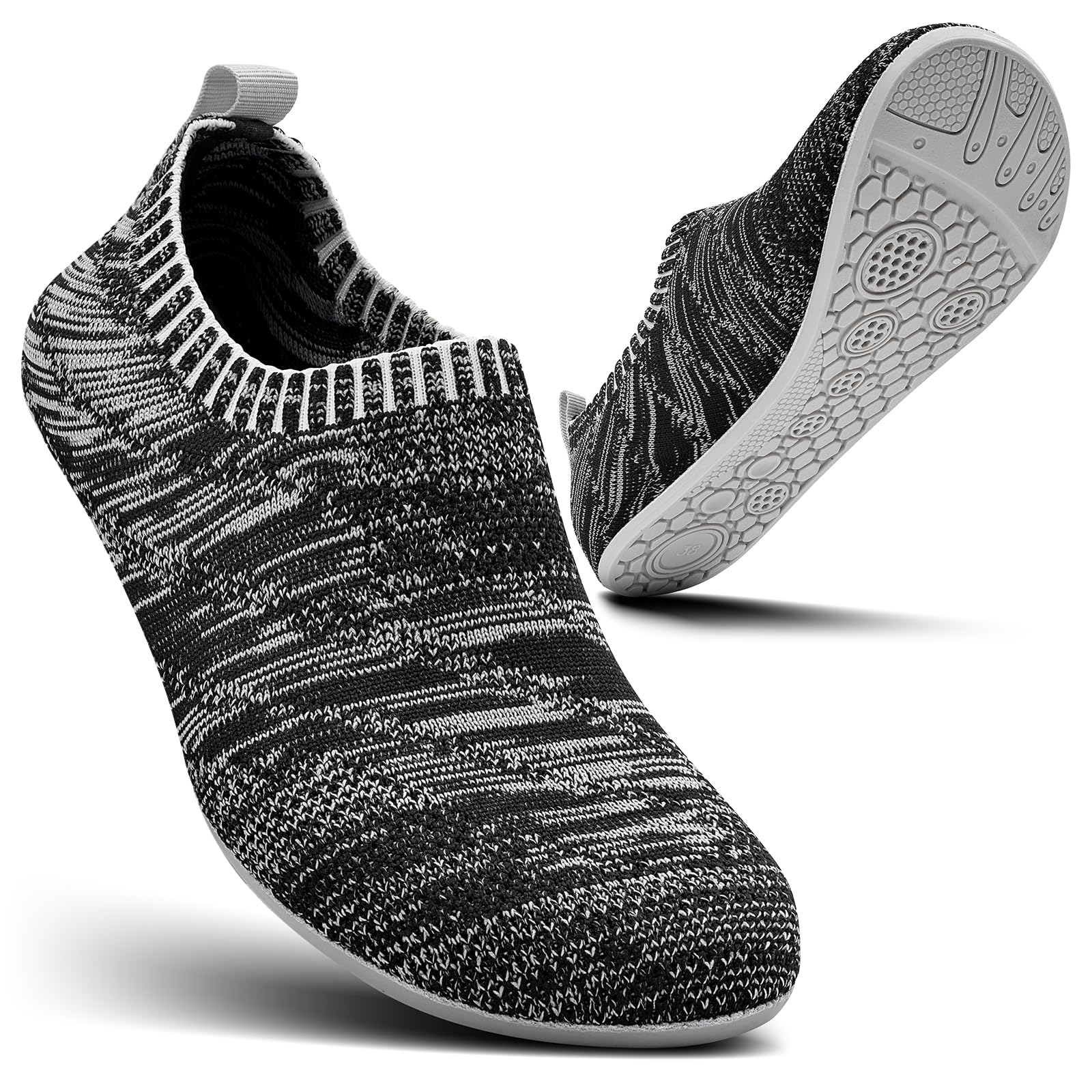 Sosenfer Herren Hausschuhe, Damen Barfußschuhe, rutschfeste Slip-Ons, flache Barfusshausschuhe, kuschelige Pantoffeln für Zuhause, geschlossen, Unisex