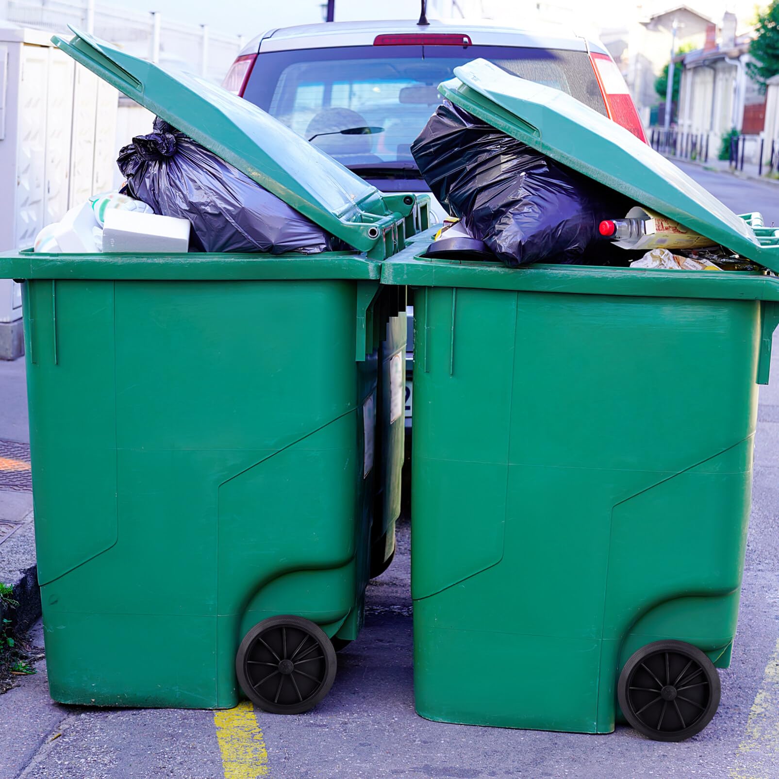 Gatuida Set di 2 Gomme per Bidone della Spazzatura con Albero Cavo in Plastica Nero, Leggero e Facile da Manovrare, Adatto per Contenitori Rifiuti in Ospedali e Scuole