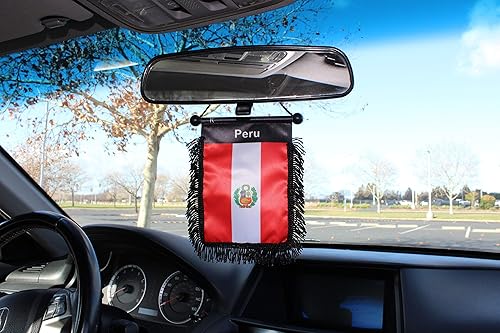 Miniatura 2 de Bandera de Perú para tu espejo retrovisor  Bandera peruana colgante para tu coche
