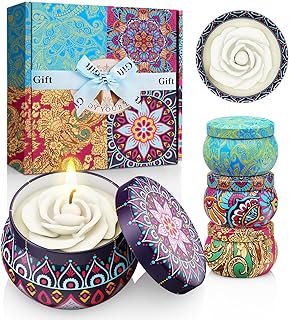 WINTERCRUSH Scented Candles Gift Set: 4 Pack Flower Shaped Christmas Can...