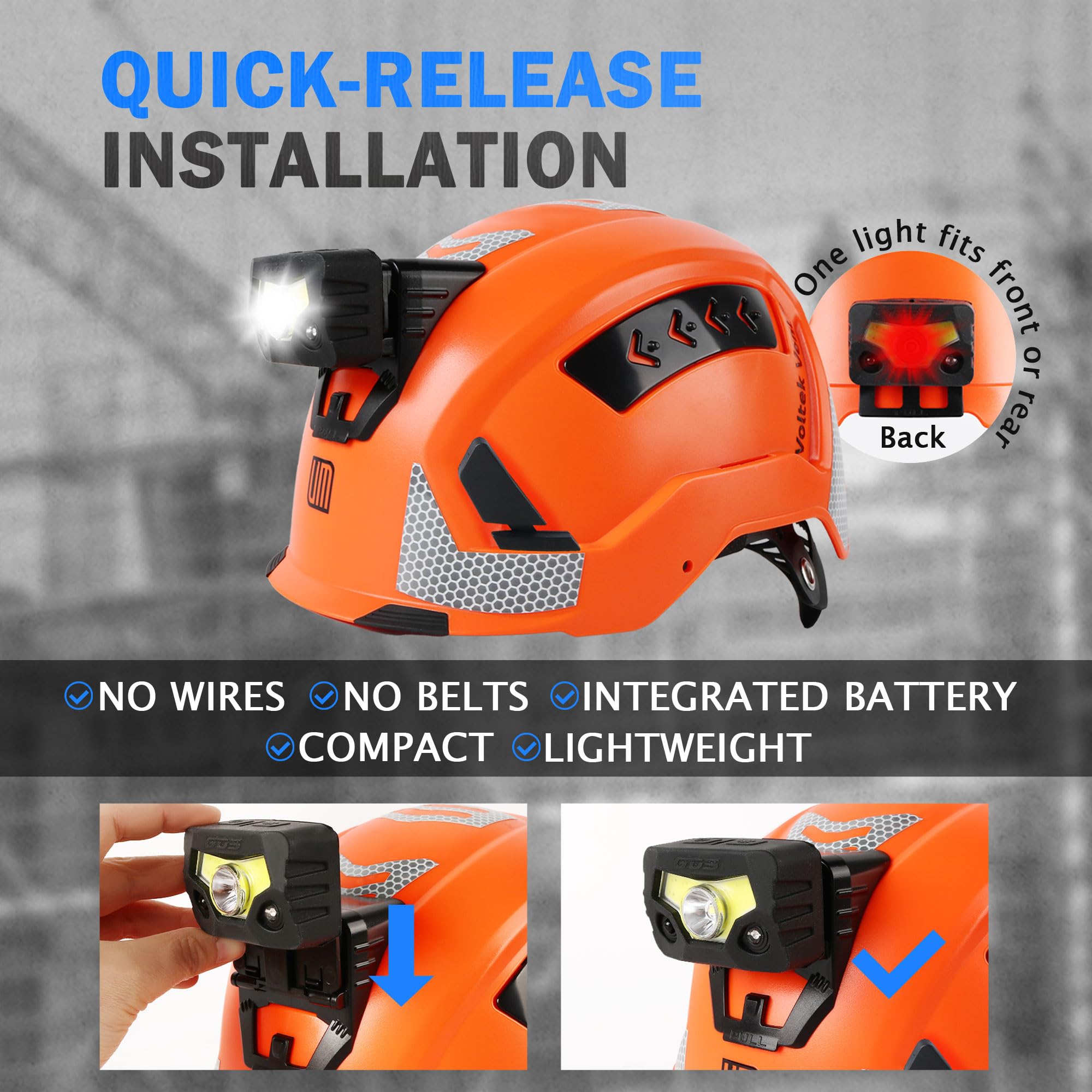 UM ULTRAMAXX Casco di sicurezza certificato ANSI tipo II, classe C, con faro (arancione)