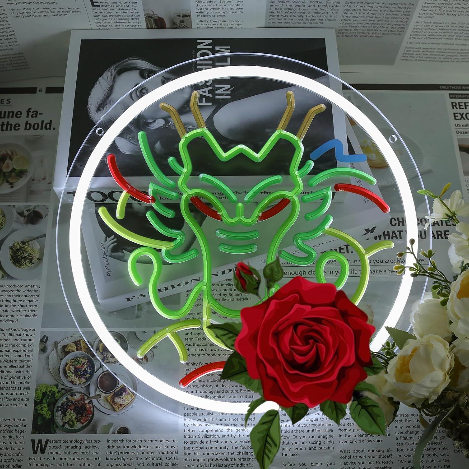 Dragon Neon Sign for Wall Decor LED Fantasy Dragon Light, Dimmable Anime Bal Neon Light for Bedroom Gaming Room Bar Man Cave Party Decoration Gift for Anime Lovers,11.8 * 11.8in