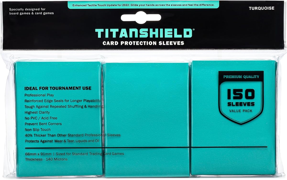 TitanShield Card Sleeves, Turquoise (150 Sleeves) - Fits Pokemon, MTG