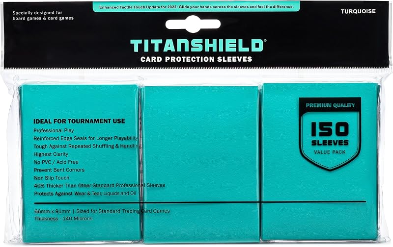 TitanShield Card Sleeves, Turquoise (150 Sleeves) - Fits Pokemon, MTG
