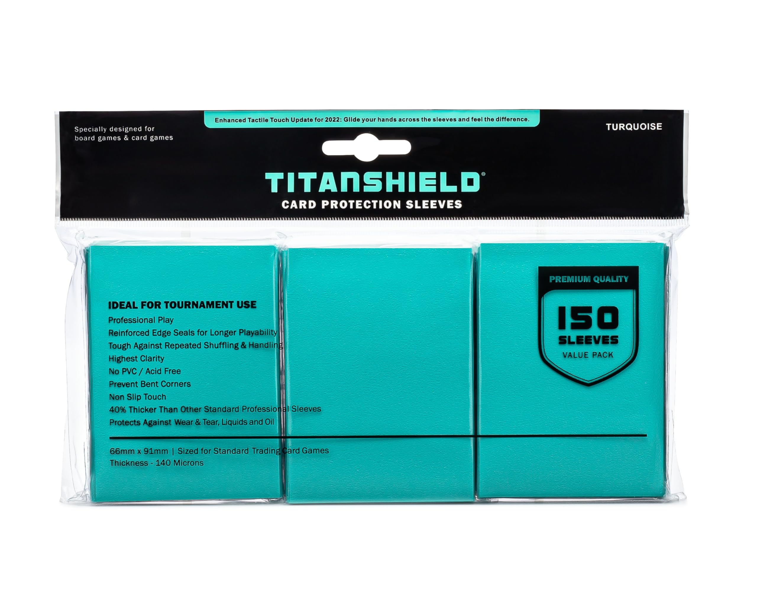 TitanShield 150 Maniche Protettive Per Carte – Formato Europeo 46x70 Mm – Adatte A Carte Fino A 44x68 Mm – Polipropilene 100 Micron – Trasparenti Antiscivolo