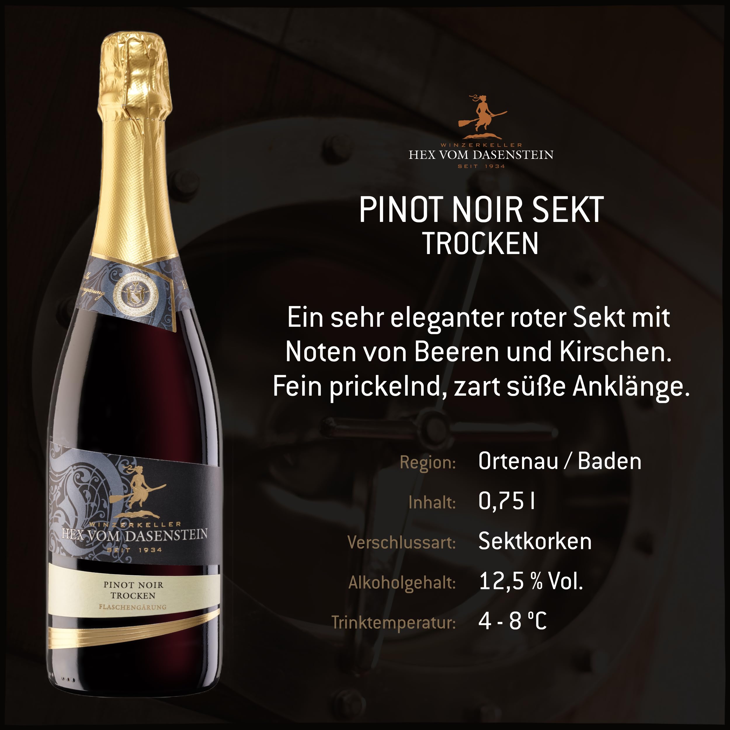 Hex vom Dasenstein Pinot Sekt Probierpaket 3 x 0,75l - Klassische Flaschengärung Winzersekt aus Baden