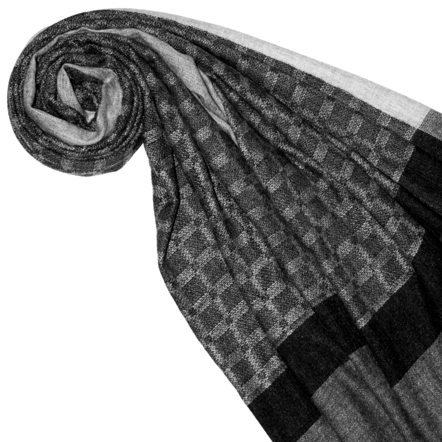 Lorenzo Cana - Herren Schal - Schaltuch - 100% Kaschmir, 70 cm x 200 cm, Weiss Schwarz Creme - flauschig Naturfaser 7855411