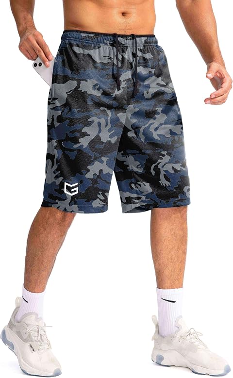 G Gradual Men's 11" Long Basketball Athletic Shorts with Zipper Pockets | Lightweight, Quick Dry, Comfort Mesh Fabric, Loose Fit, Adjustable Inner Drawstring, Workout, Running, Training, Gym