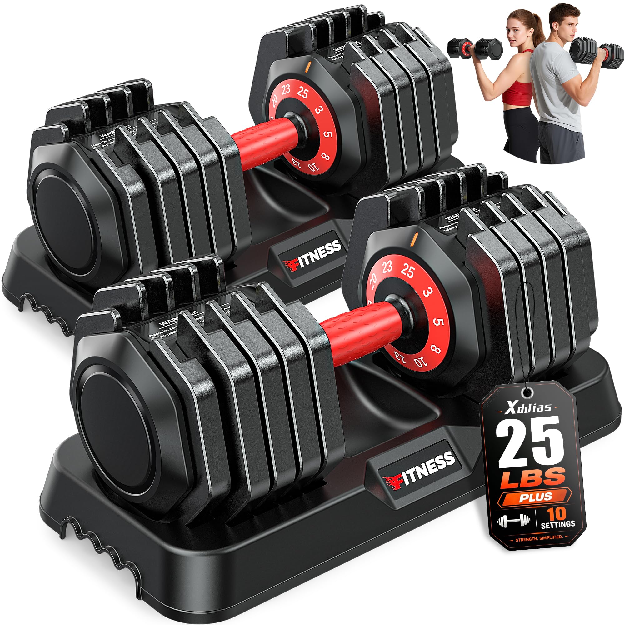XDDIAS 25 lb Pair Adjustable Dumbbells