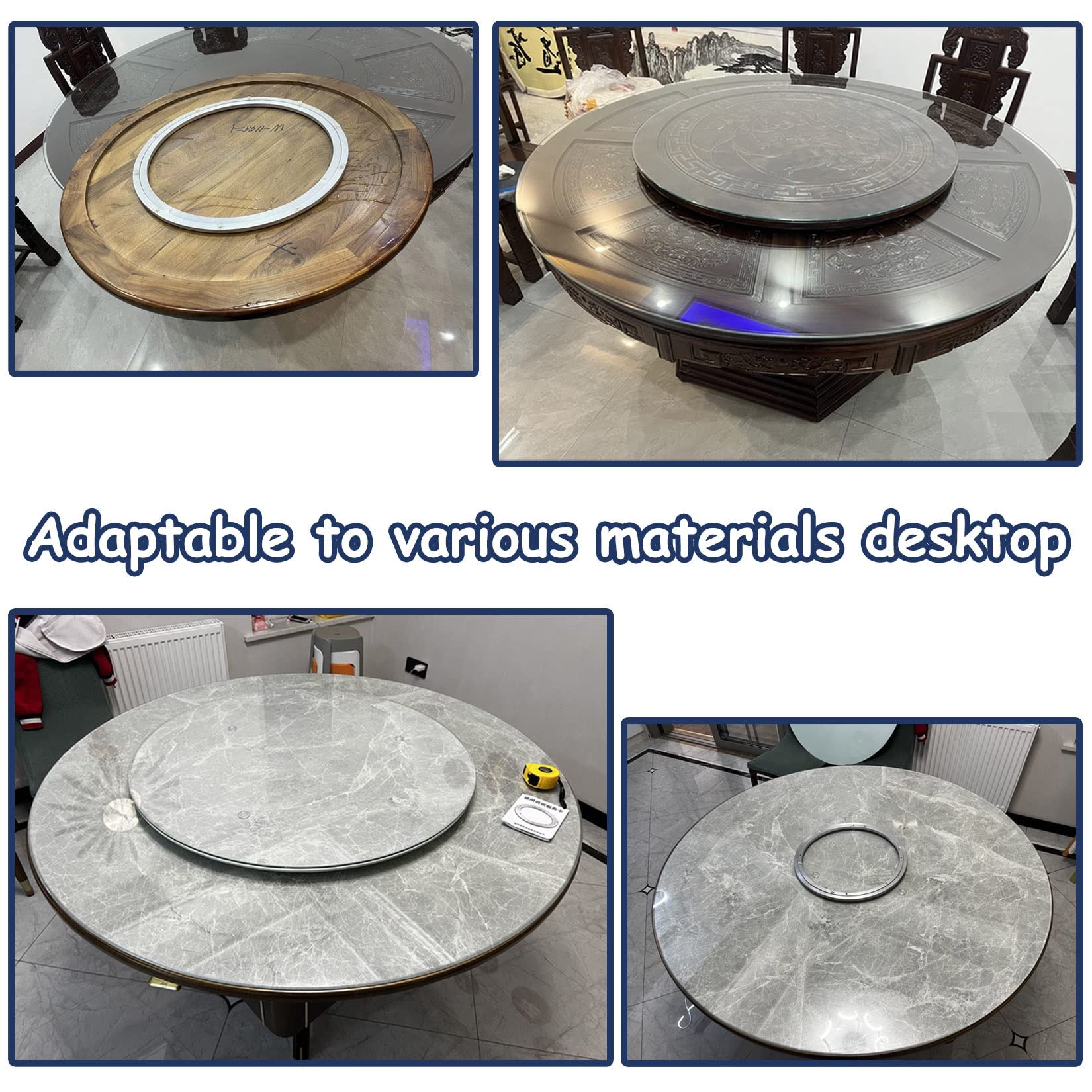 Cuscinetto for giradischi in lega di alluminio, Cuscinetto a sfere for giradischi Lazy Susan in lega di alluminio Base girevole a 360 gradi Argento Dimensioni multiple(100Cm)