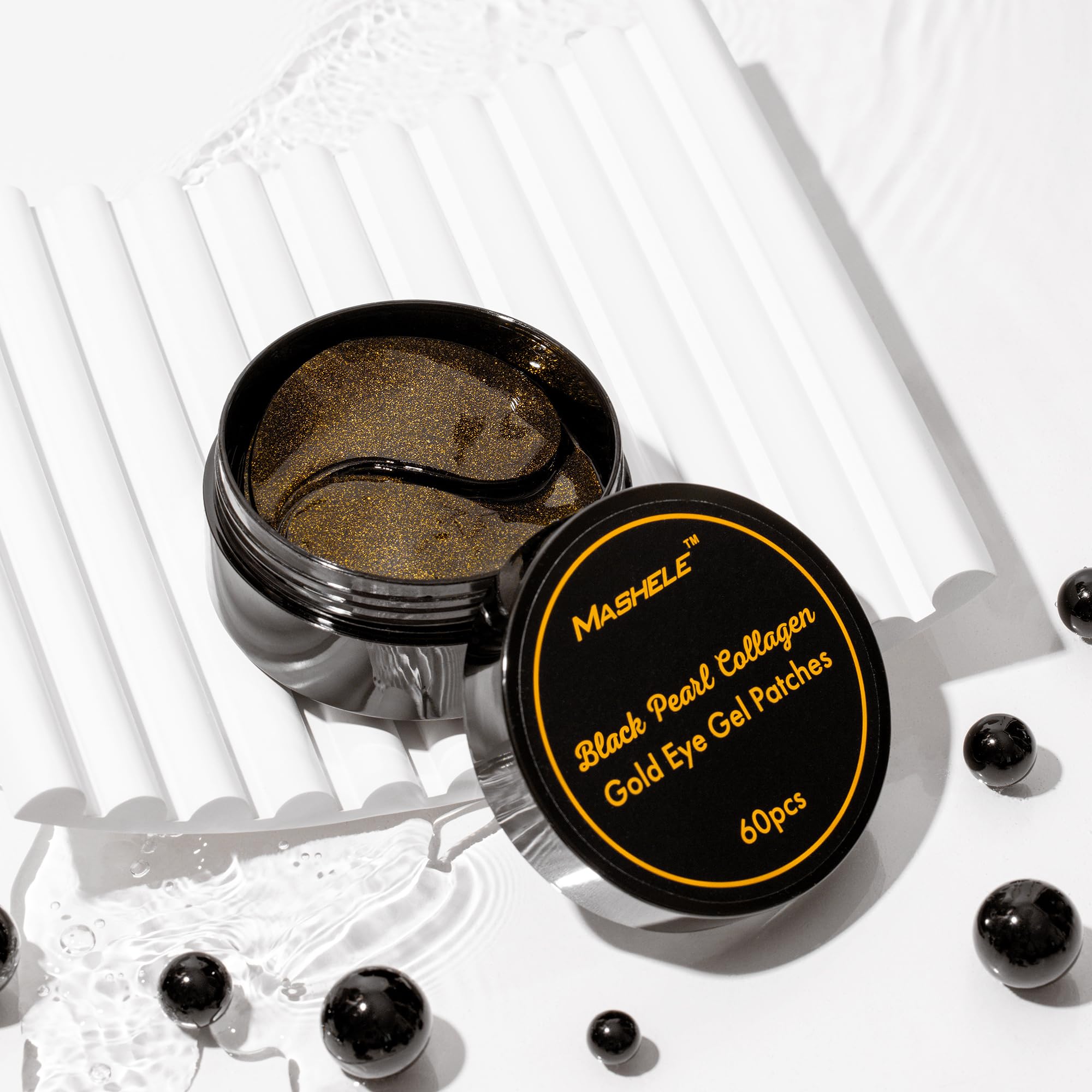 MASHELE Gold Black Pearl Eye Mask – 60 Pairs Eye Gels - Puffy Eyes and Dark Circles Treatments (Gold Black Pearl Gels)