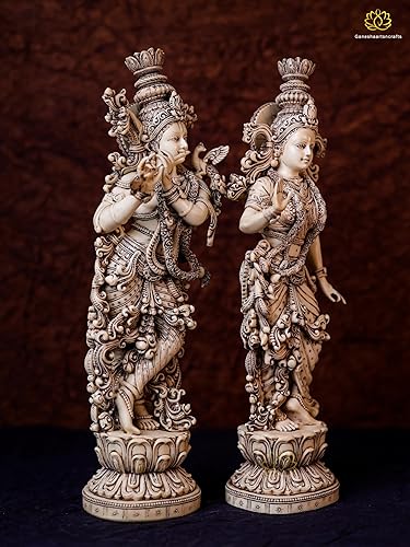 Miniatura 4 de Estatua de Radha Krishna de 15 pulgadas de mármol Jugal Jodi Krishna Radha Moorti Diosa Radhika Krishna Dios del amor divina pareja hindú regalo de