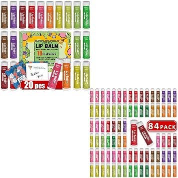 Yopela Lip Balm 84pack and 20 Pcs Natural chap sticks for Men Women Kids