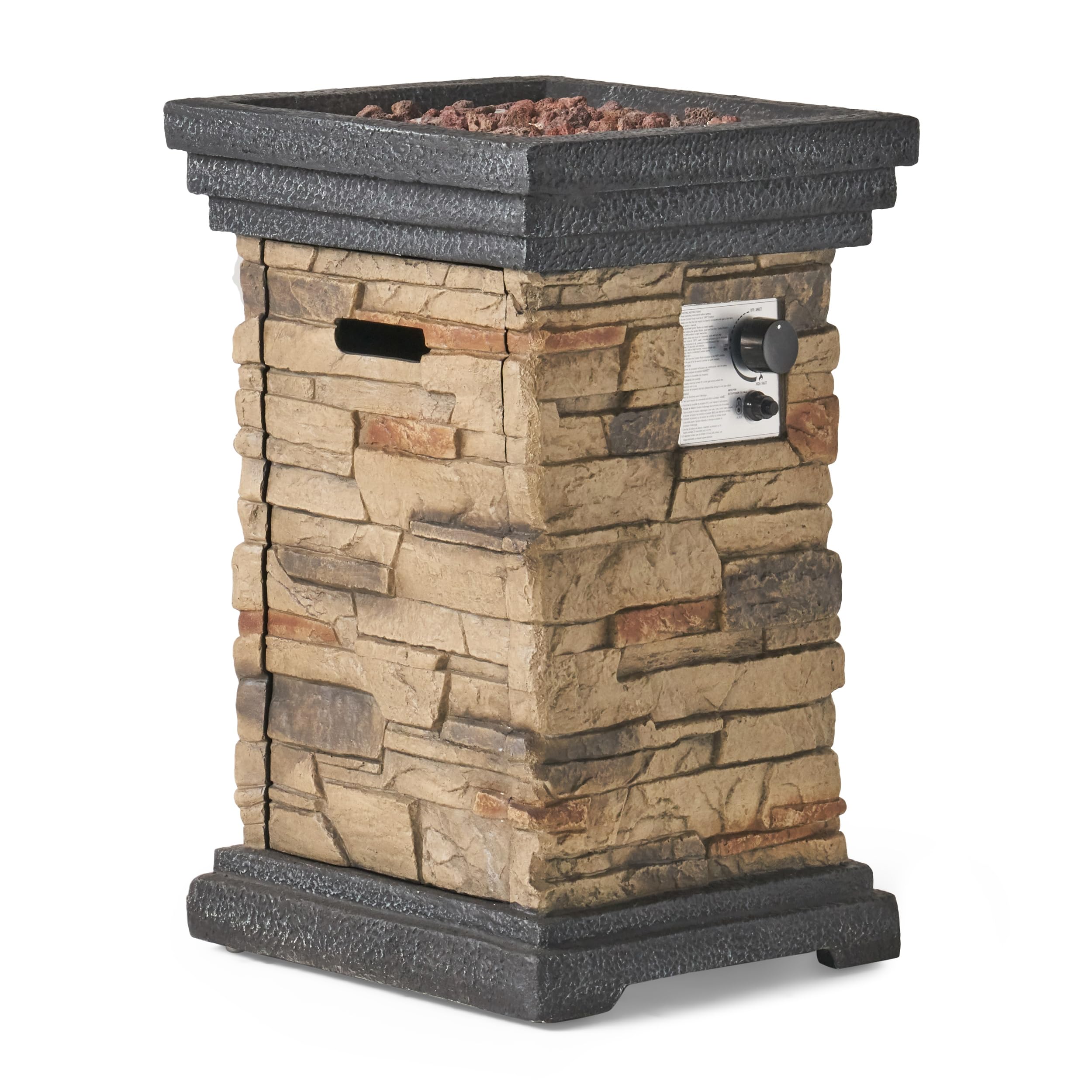 Fire Table 19.5 Inch Square Propane Fire Pit - 40,000 BTU Outdoor