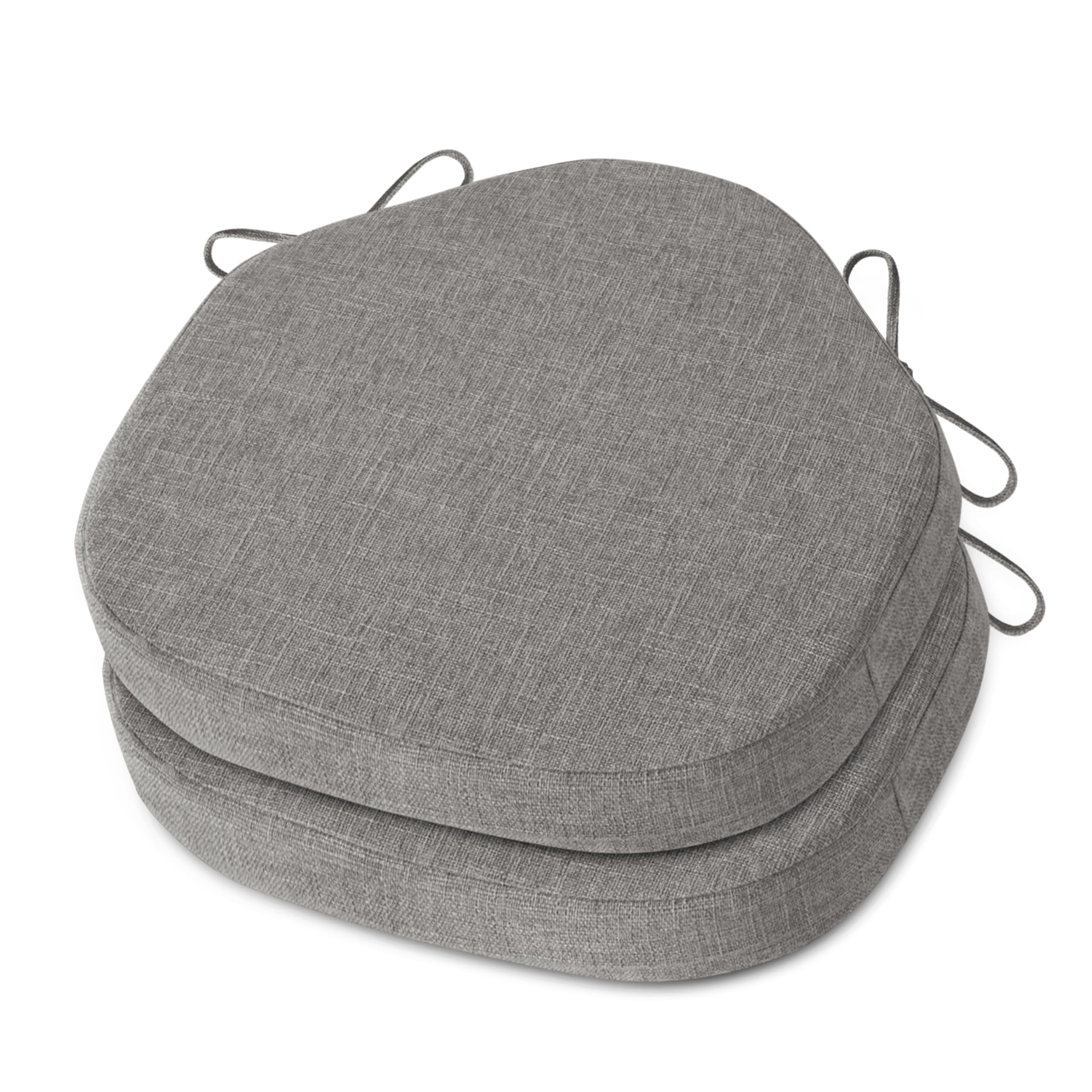OVOV Chair Cushions for Dining Chairs Set of 2 Windsor Seat Cushion for Kitchen Room Thick Textured Kitchen Seat Pads with Ties and Non-Slip Bottom(42x39.5 cm/16x15 Inch Light Grey) โ image 1