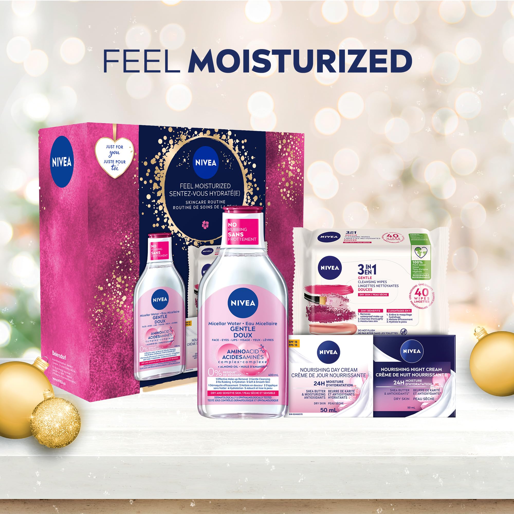 NIVEA Feel Moisturized Skincare Routine Holiday Gift Set