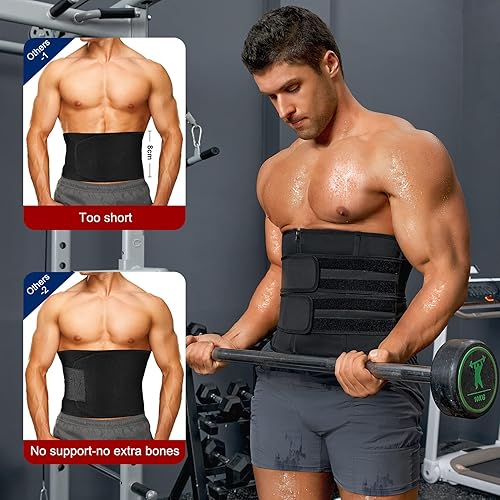 Miniatura 5 de Cinturón reductor de cintura para hombre, banda de sudor, control de abdomen, trajes de sauna para adelgazar, soporte deportivo