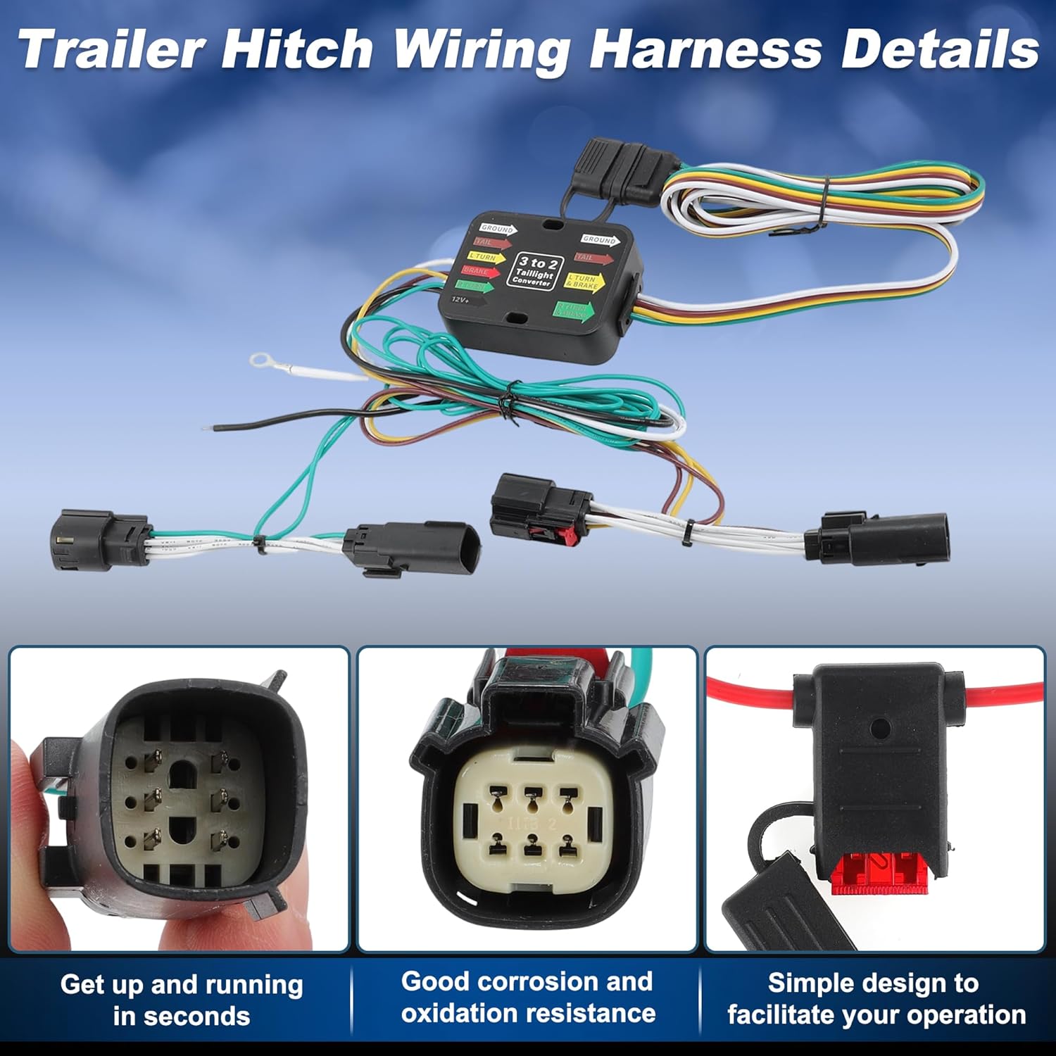 4 Pin Trailer Wiring Harness 56473 Towing Hitch Wiring Kit for Jeep Grand Cherokee 2021 2022 2023 2024 Connector Towing Harness Converter