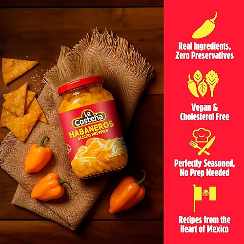 Miniatura 4 de La Costeña Pimientos habanero en rodajas, tarro de 7.4 onzas (paquete de 12)