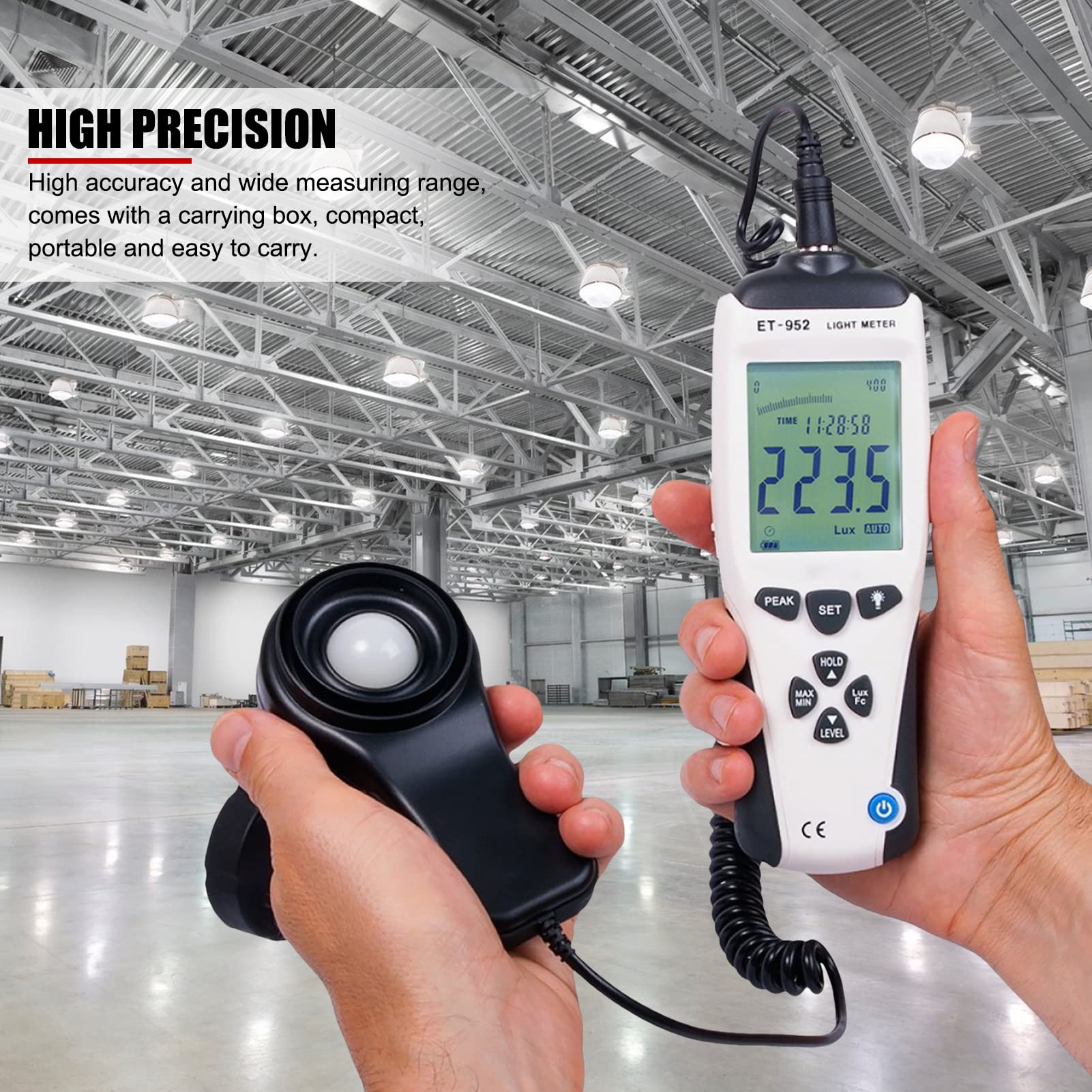 Misuratore di luce digitale, ET-952 Mini portatile LCD ad alta precisione Misuratore di luce digitale Luxmetro Illuminometro Fotometro