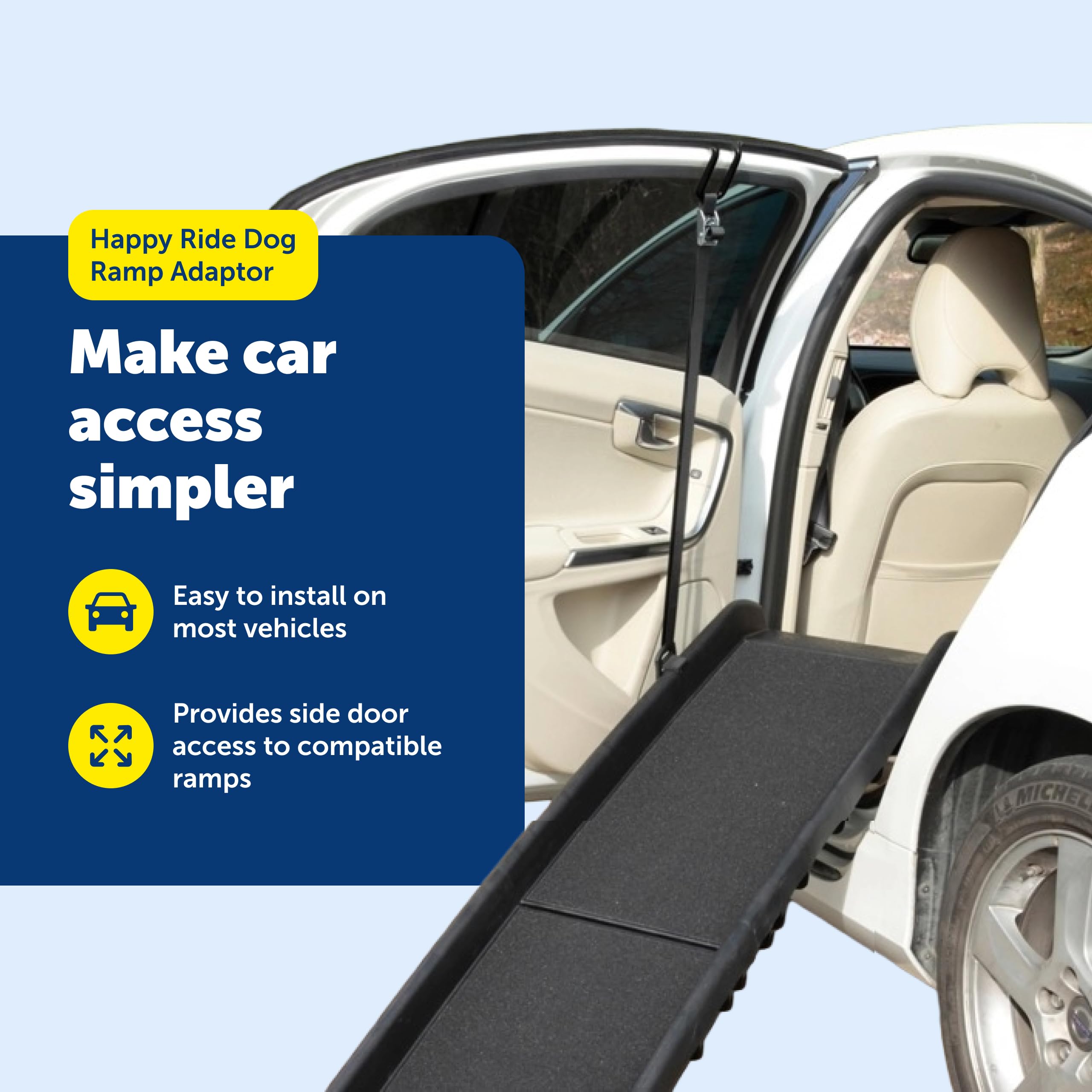 Solvit PetSafe Happy Ride Hunderampen-Adapter – Sichere Seitentür Einstiegsunterstützung – Tragbarer Rampen-Adapter für Autos, SUVs & LKWs – Praktische Haustiereinstiegsunterstützung – Langlebiger