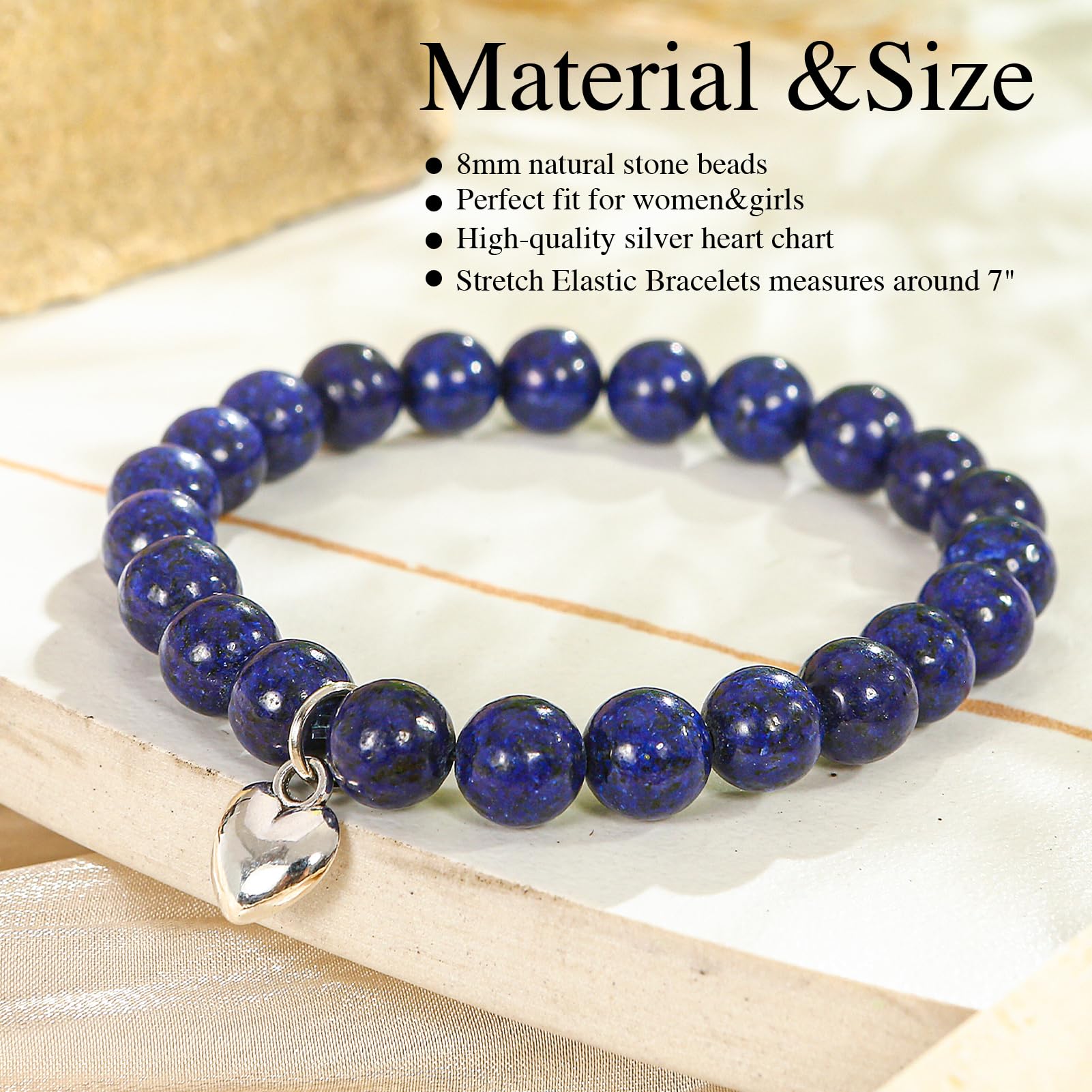 VICKHU Beaded Bracelets for Women Encouragement Healing Natural Gemstone Butterfly Heart Bracelets Gifts for Women Mom Daughter Wife Sister Coworker Friend teacher on Christmas Thanksgiving