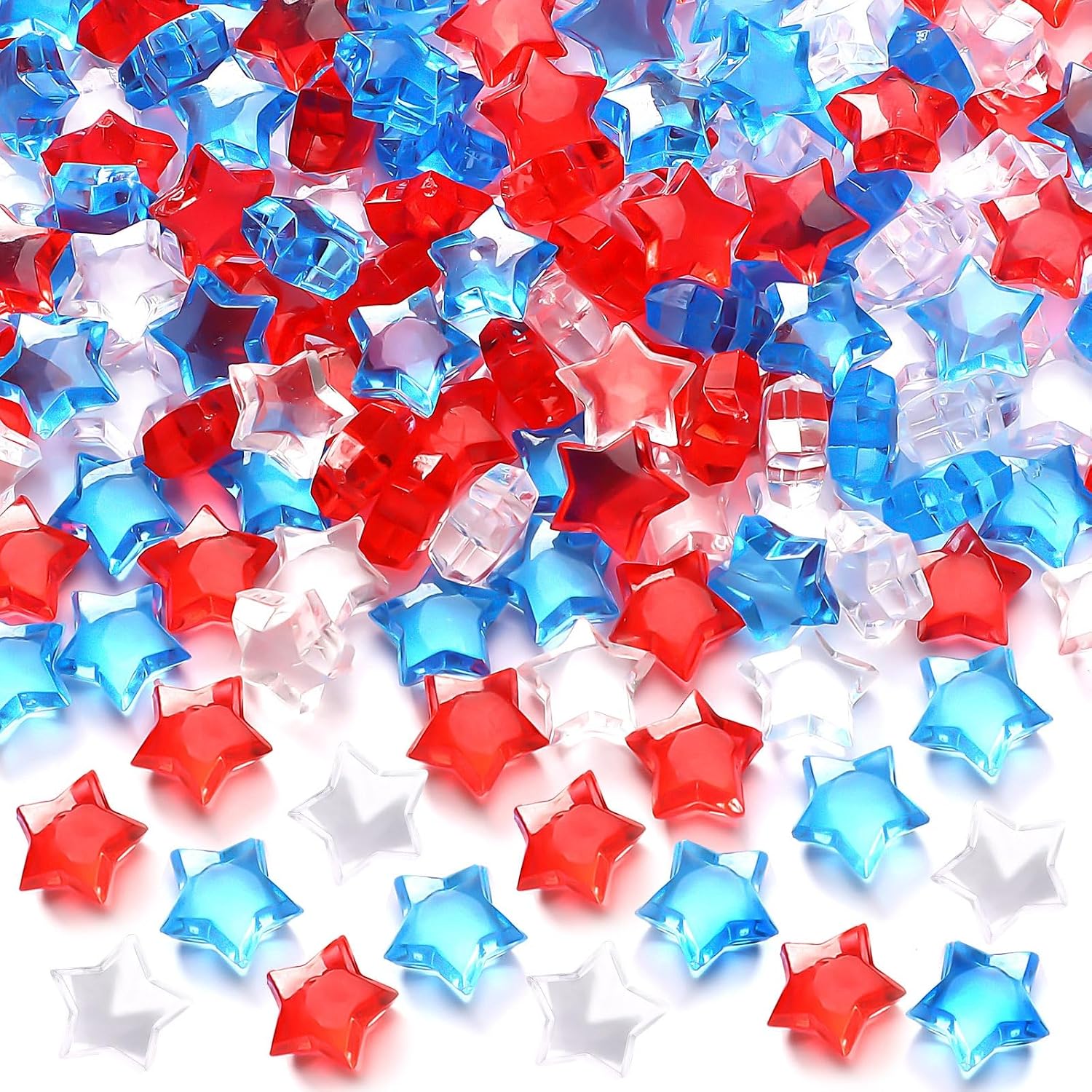 500 Piece Patriotic Star Gems, 4th of July Vase Filler Decorations Red White Blue Star Gems for Memorial Day Independence Day Table Scatter Crafts Decor
