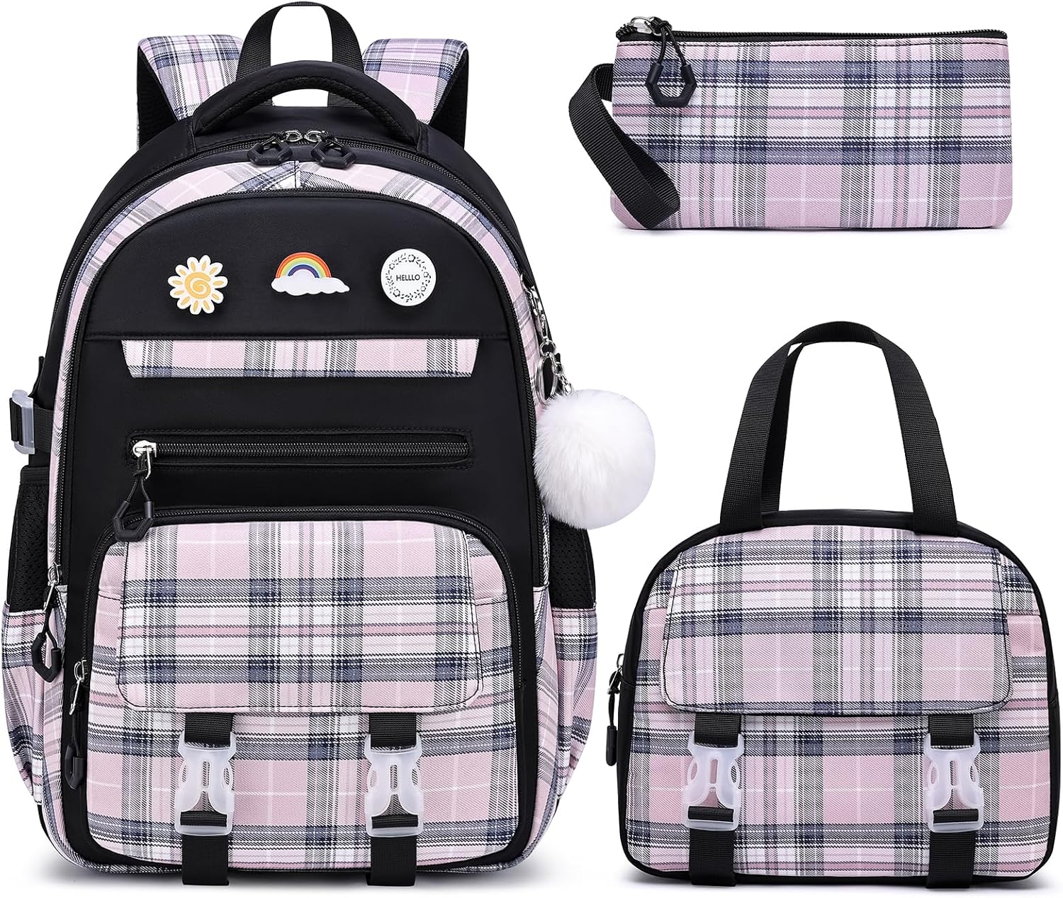 MOMUVO Backpack for Girls with Lunchbox, Kids Backpack with Lunch Box, Bookbag for Girls Kindergarten Elementary Preschool Middle School