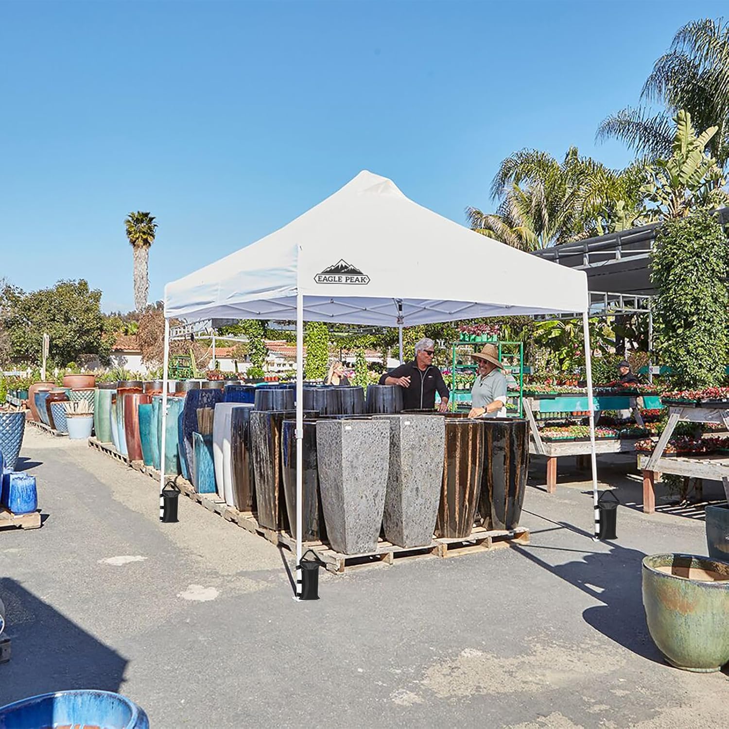 EAGLE PEAK 10' x 10' Heavy Duty Commercial Canopy Tent Pop Up Industrial Instant Canopy Shelter with 100 Square Feet of Shade (White)