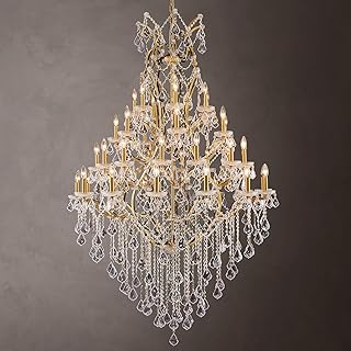 42 Lights Large Crystal Chandeliers for High Ceilings Brass Maria Theres...