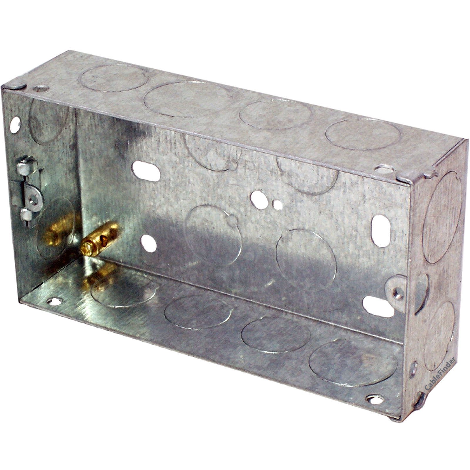 Loops 25mm Twin/Double Metal Flush Mounted Back Box - 2 Gang Brick Wall Hole Pattress