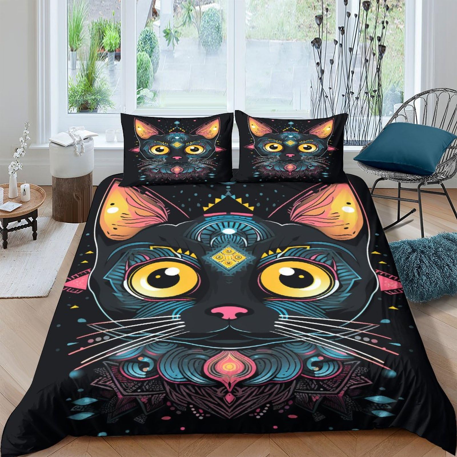 Housse de couette chat 3D douce et lisse anti-irritation pour enfant