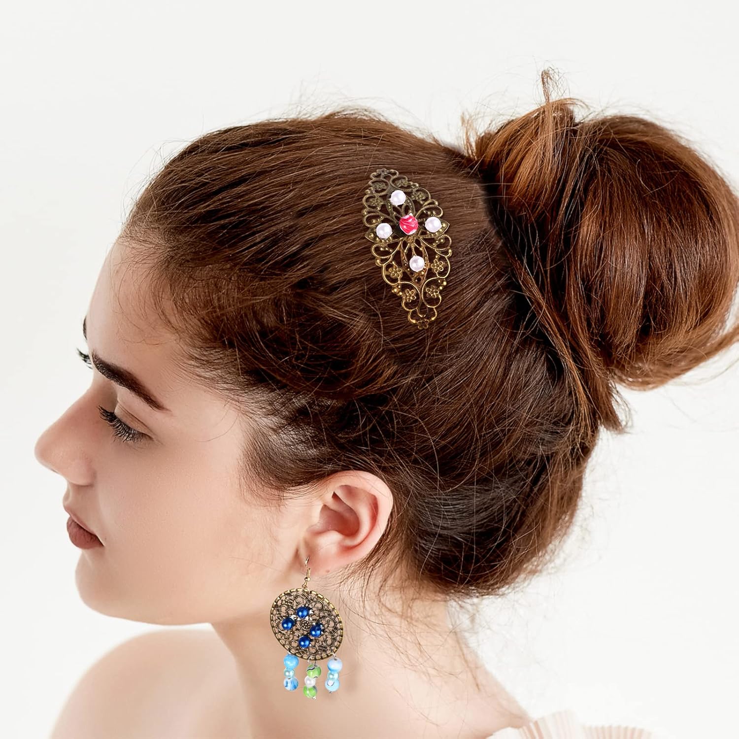 120 Pieces Filigree Connectors Charms Pendants Decoration Supplies Tibetan Metal Filigree Findings Embellishments for DIY Hairpin Necklace Earring Jewelry Making - Image 6