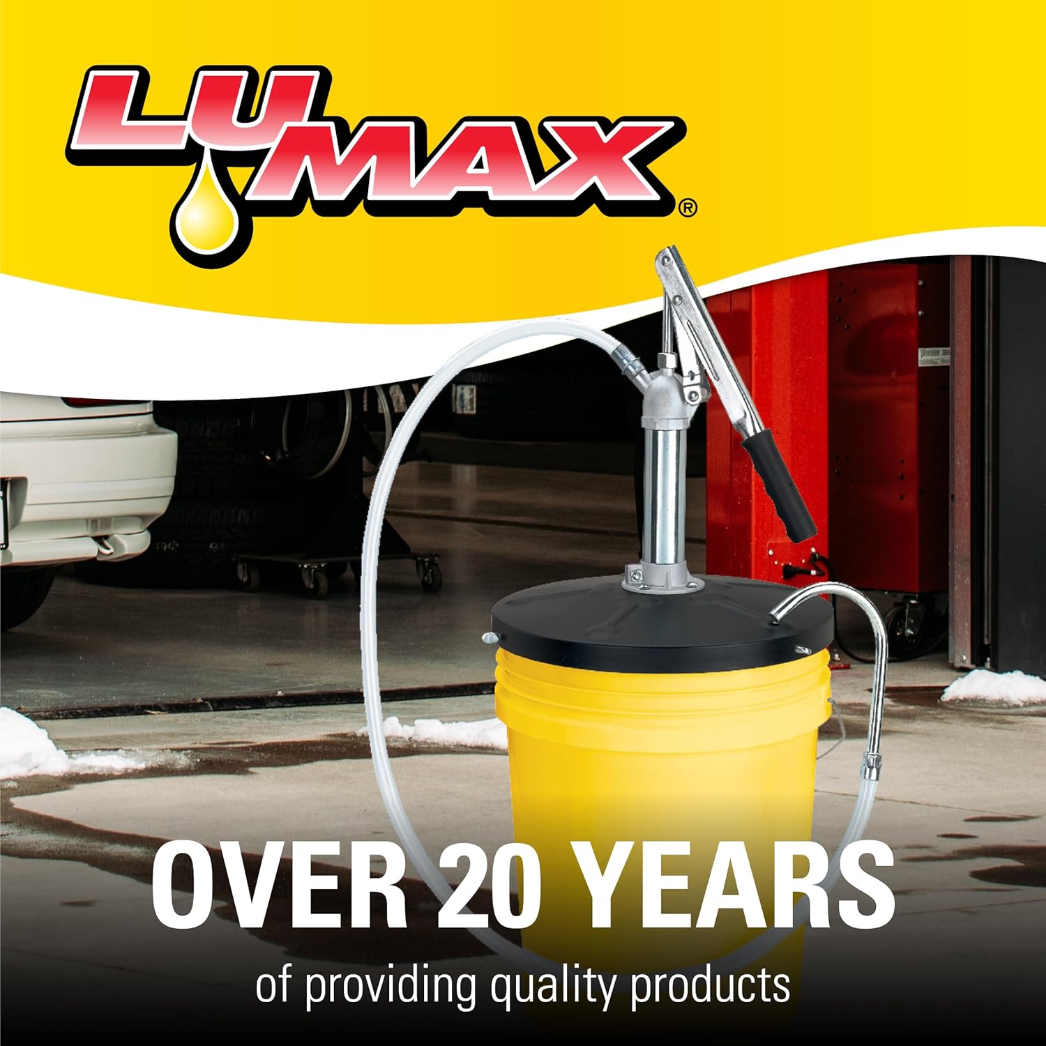 LUMAX Black LX-1300 Lever Bucket 5 Gallon Pails. Smooth, Easy Pumping Action dispenses All Types of Lubricants, Even in The Coldest Weather