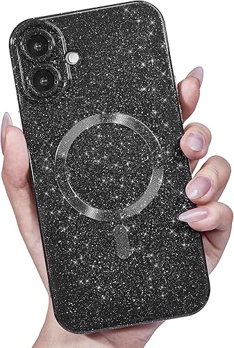 Miniatura 72 de Funda para iPhone 15 Pro con purpurina compatible con Magsafe, funda magnética Mag Safe para teléfono femenina, linda, brillante y bonita para Rosa