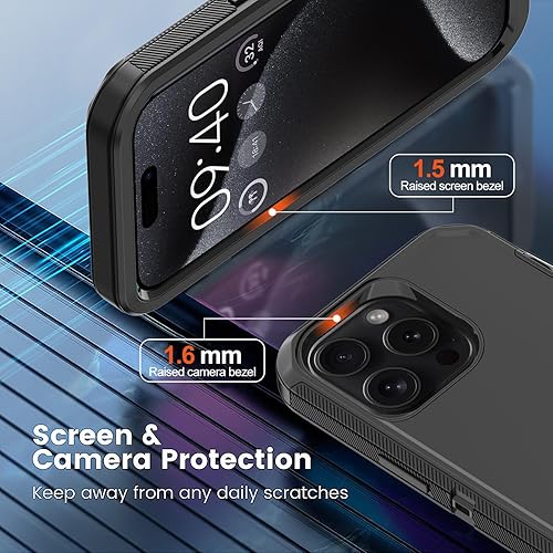 Miniatura 3 de Annymall Funda para iPhone 15 Pro Max con 2 protectores de pantalla, protección contra caídas a prueba de golpes, cuerpo completo, resistente, 3