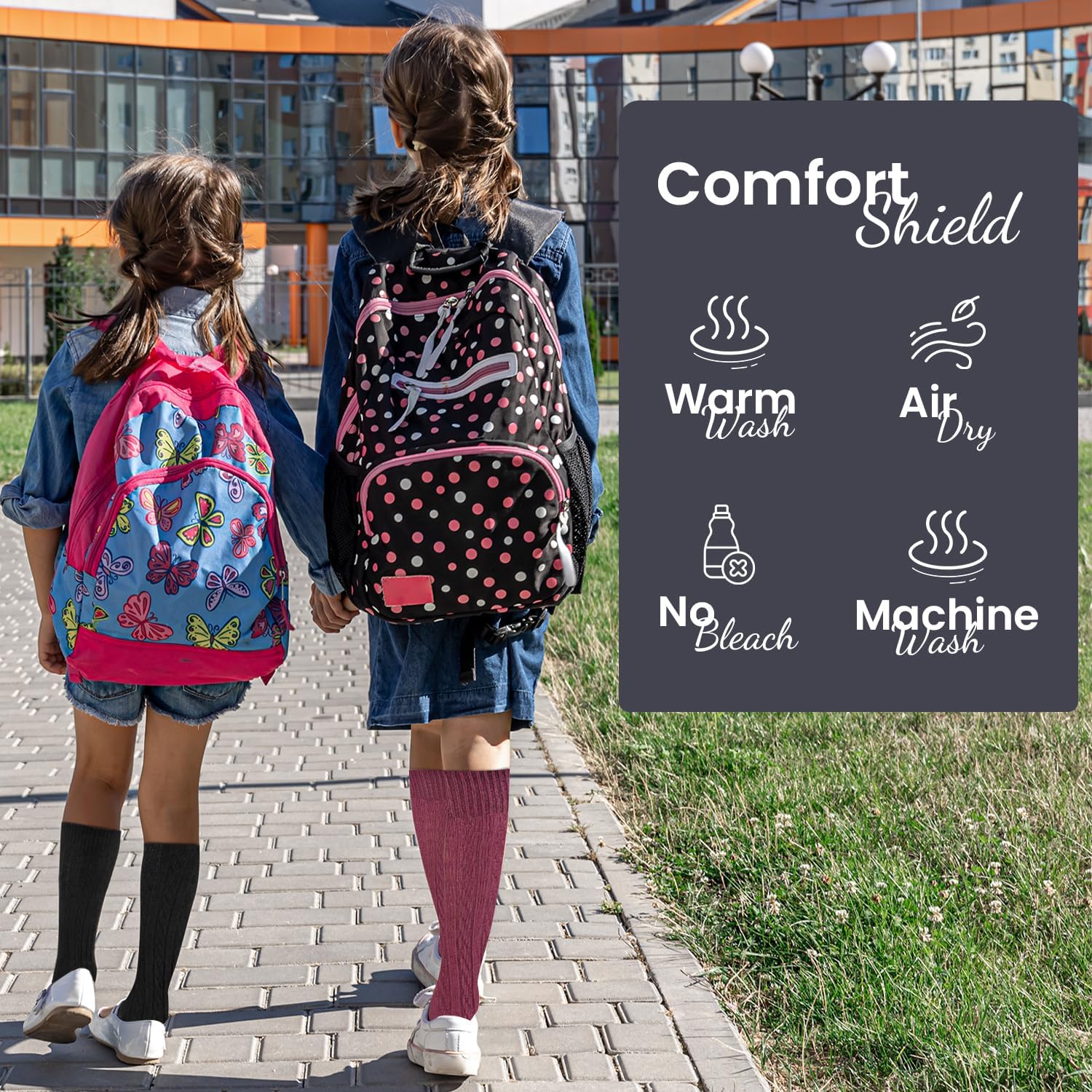 Classic Girls Cable Knit Knee socks, Combed Cotton Knee High Uniform Socks Soft 3 Pair Pack, Cozy Girls School Uniform Socks - Image 2