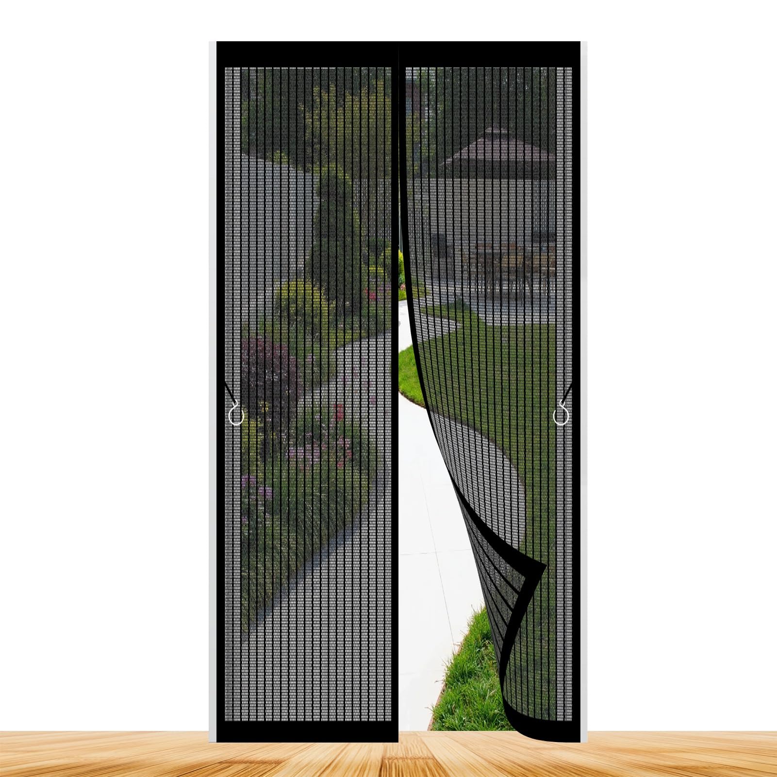 Bcxduomi Black Magnetic Fly Screens For Doors 87 X 202 Cm Keeping Out Flies & Bug, Keep Fresh Air In Heavy Duty Bug Mesh Curtain Kid And Pet Friendly For Living Room, Bedroom,