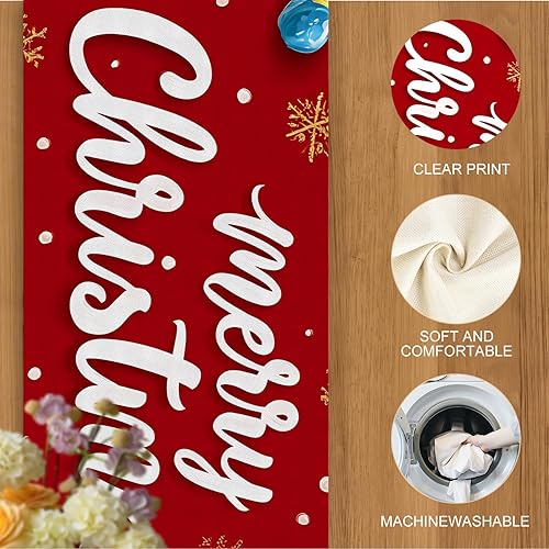 Miniatura 91 de Juego de manteles individuales y camino de mesa de muñeco de nieve y árbol de Navidad, 7 piezas (1 camino de mesa + 6 manteles individuales), diseño