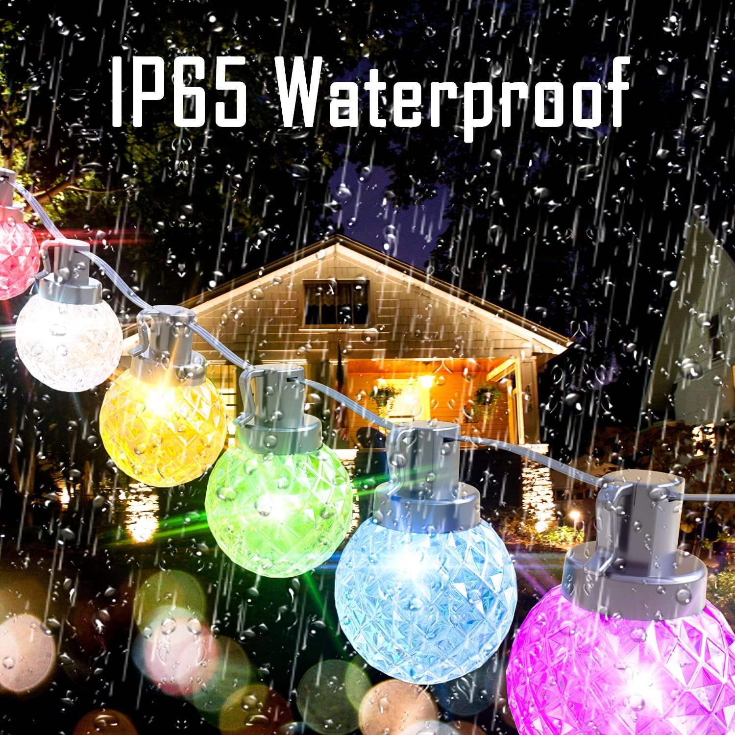 KAGO Smart String Lights - G40 Patio String Lights,38Ft Patio Lights Outdoor Waterproof 50 Dimmable LED Color Changing String Lights with Remote & App,Sync w Music & Schedule for Yard Porch Decor