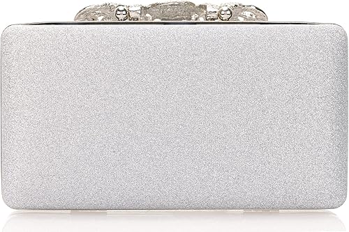 Miniatura 3 de Dexmay - Bolso de mano con diamantes de imitación y cierre de corona de cristal, bolso de noche para mujer, bolso formal para fiesta