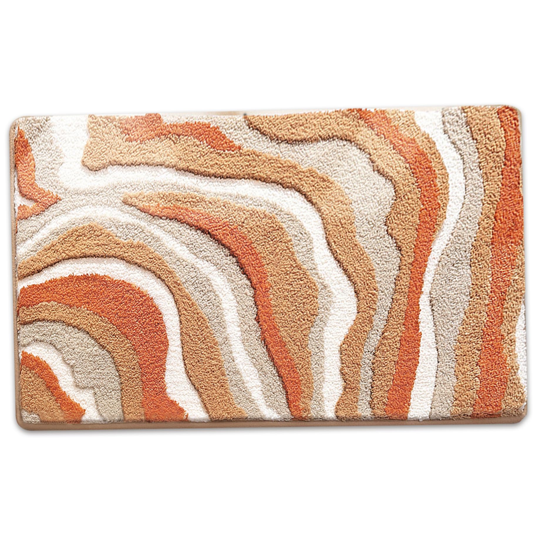 Tapis de salle de bain lavable en machine orange fini les glissades