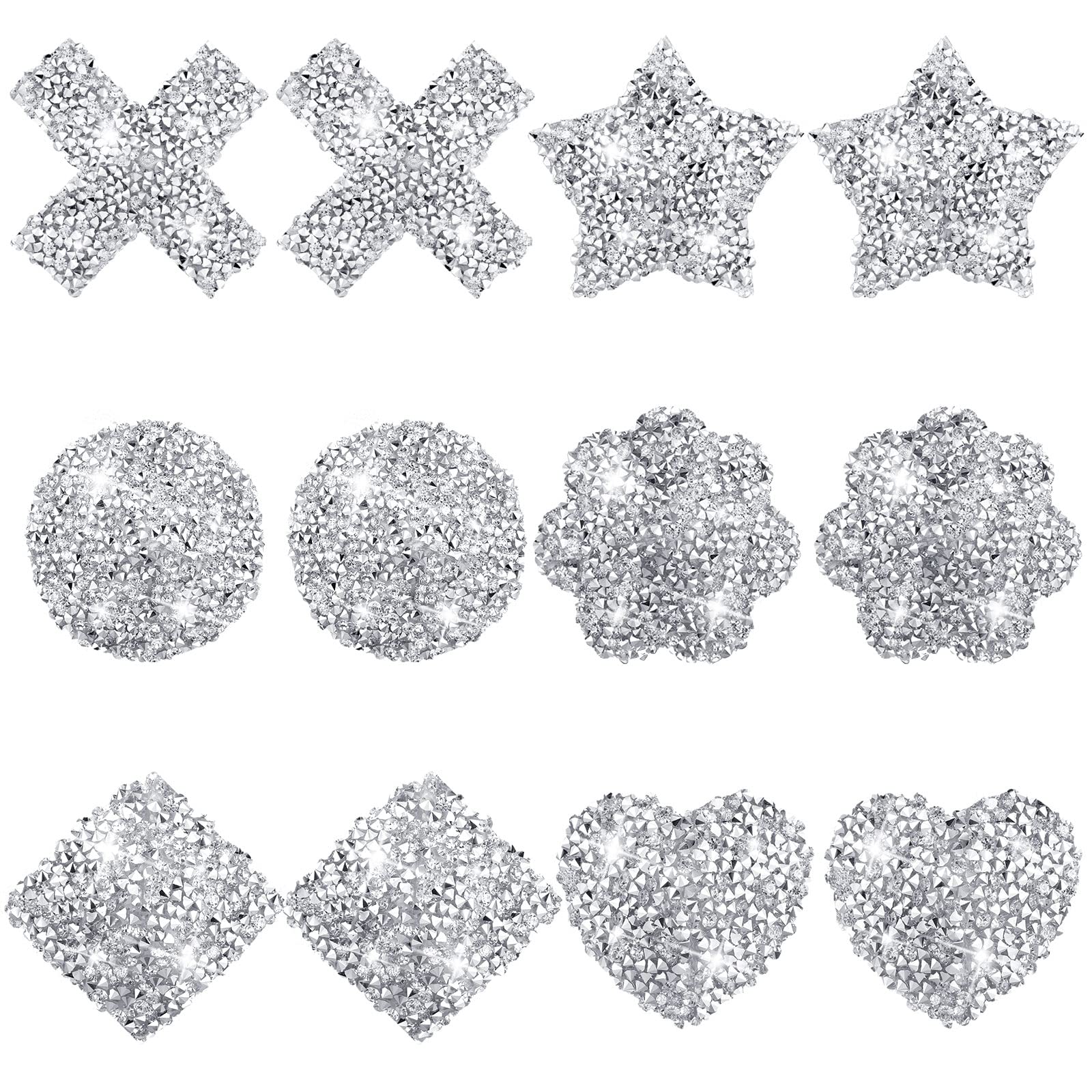 Bencailor 6 Pairs Rhinestone Nipple Covers Reusable Waterproof